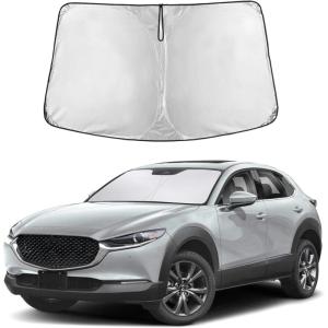 imagefor Rivian R1S 20222024 2025 Windshield Sunshade Compatible for EcoNour 240T Polyester Material Cars Sun Visor Reflector Blocks UV Rays  Foldable Sunshade Interior Protection Rivian AccessoriesMazda CX30 20192025