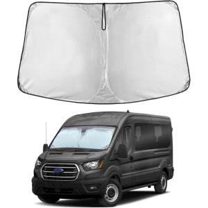 imagefor Rivian R1S 20222024 2025 Windshield Sunshade Compatible for EcoNour 240T Polyester Material Cars Sun Visor Reflector Blocks UV Rays  Foldable Sunshade Interior Protection Rivian AccessoriesFord Transit 20152025
