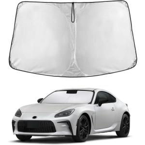imagefor Rivian R1S 20222024 2025 Windshield Sunshade Compatible for EcoNour 240T Polyester Material Cars Sun Visor Reflector Blocks UV Rays  Foldable Sunshade Interior Protection Rivian AccessoriesToyota GR86 20222023