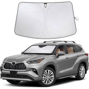 imagefor Rivian R1S 20222024 2025 Windshield Sunshade Compatible for EcoNour 240T Polyester Material Cars Sun Visor Reflector Blocks UV Rays  Foldable Sunshade Interior Protection Rivian AccessoriesToyota Highlander 20202025