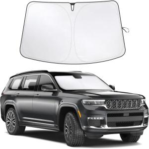 imagefor Rivian R1S 20222024 2025 Windshield Sunshade Compatible for EcoNour 240T Polyester Material Cars Sun Visor Reflector Blocks UV Rays  Foldable Sunshade Interior Protection Rivian AccessoriesGrand Cherokee 20112025