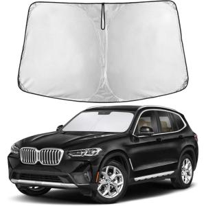 imagefor Rivian R1S 20222024 2025 Windshield Sunshade Compatible for EcoNour 240T Polyester Material Cars Sun Visor Reflector Blocks UV Rays  Foldable Sunshade Interior Protection Rivian AccessoriesBMW X3 20182025