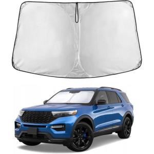 imagefor Rivian R1S 20222024 2025 Windshield Sunshade Compatible for EcoNour 240T Polyester Material Cars Sun Visor Reflector Blocks UV Rays  Foldable Sunshade Interior Protection Rivian AccessoriesFord Explorer 20112019