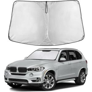 imagefor Rivian R1S 20222024 2025 Windshield Sunshade Compatible for EcoNour 240T Polyester Material Cars Sun Visor Reflector Blocks UV Rays  Foldable Sunshade Interior Protection Rivian AccessoriesBMW X5 20192025