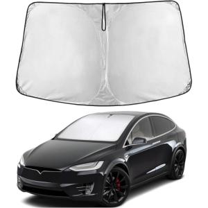 imagefor Rivian R1S 20222024 2025 Windshield Sunshade Compatible for EcoNour 240T Polyester Material Cars Sun Visor Reflector Blocks UV Rays  Foldable Sunshade Interior Protection Rivian AccessoriesTelsa Model X20162025