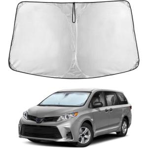 imagefor Rivian R1S 20222024 2025 Windshield Sunshade Compatible for EcoNour 240T Polyester Material Cars Sun Visor Reflector Blocks UV Rays  Foldable Sunshade Interior Protection Rivian AccessoriesToyata Sienna 20212025