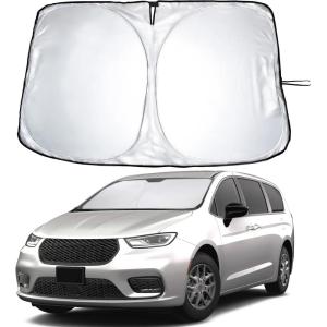 imagefor Rivian R1S 20222024 2025 Windshield Sunshade Compatible for EcoNour 240T Polyester Material Cars Sun Visor Reflector Blocks UV Rays  Foldable Sunshade Interior Protection Rivian AccessoriesChrysler Pacifica 20172025