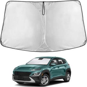 imagefor Rivian R1S 20222024 2025 Windshield Sunshade Compatible for EcoNour 240T Polyester Material Cars Sun Visor Reflector Blocks UV Rays  Foldable Sunshade Interior Protection Rivian AccessoriesHyundai Kona 20182025