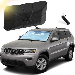 imageEcoNour Car Windshield Sunshade  Foldable Reflector Umbrella Sunshade Blocks UV Rays Sun Visor Protector to Keep Your Vehicle Cool and Damage Free Large 55 inches x 31 inchesLarge