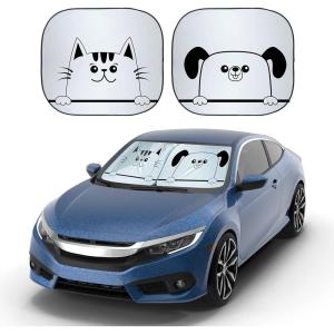 imageEconour Windshield Sun Shade 2Piece300 Thickened Automotive Sunshade for Incredible UV ampamp Sun ProtectionFoldable Car Sun ShadeProctect Car Interior AccessoriesFits for SUV Sedan28  31 inchesDog  Cat