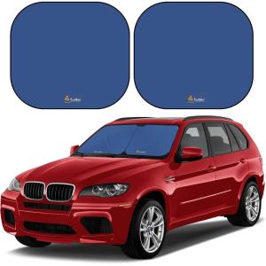 imageEconour Windshield Sun Shade 2Piece300 Thickened Automotive Sunshade for Incredible UV ampamp Sun ProtectionFoldable Car Sun ShadeProctect Car Interior AccessoriesFits for SUV Sedan28  31 inchesBlue