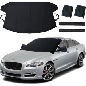 imageEcoNour Windshield Cover for Ice and Snow  Windshield Snow Cover with Side Mirror Cover ampamp Wiper Protection  Oxford Fabric Winter Cover for Cars SUVs Trucks  Medium 69quotx42quot