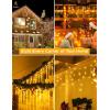 imageEcoNour Warm White Christmas Icicle Lights for Outside 246 FT 240LED Outdoor Icicle Lights with 8 Mode 8HR Timer Memory Function Clear Wire connectable Plug in Fairy Lights for Roofline Yard