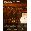 imageEcoNour Warm White Christmas Icicle Lights for Outside 246 FT 240LED Outdoor Icicle Lights with 8 Mode 8HR Timer Memory Function Clear Wire connectable Plug in Fairy Lights for Roofline Yard