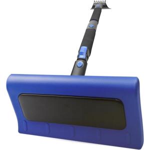 imageEcoNour 62quot Extendable Snow Broom with Ice Scraper  DualFunction Foam Head for Cars Trucks ampamp SUVs  ScratchFree Lightweight Aluminum Handle  Easy Storage Winter Snow Removal ToolBlue 49