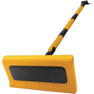 imageEcoNour 62quot Extendable Snow Broom with Ice Scraper  DualFunction Foam Head for Cars Trucks ampamp SUVs  ScratchFree Lightweight Aluminum Handle  Easy Storage Winter Snow Removal ToolSaffron 62