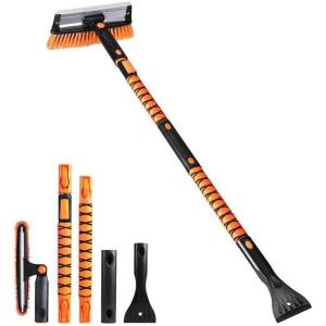 imageEcoNour 62quot Extendable Snow Broom with Ice Scraper  DualFunction Foam Head for Cars Trucks ampamp SUVs  ScratchFree Lightweight Aluminum Handle  Easy Storage Winter Snow Removal ToolOrange 55
