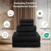 imageEcoNour Luxury 100 White Turkish Cotton Towel Set 550 GSM 6 Piece Bathroom Towels Set Includes 2 Bath Towels 2 Hand Towels 2 Washcloths  Soft Absorbent Quick Dry for Bathroom SpaGym amp HotelBlack