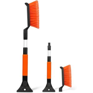 image27 Snow Brush and Ice Scrapers for Car Windshield 3 Pack Window Scraper with Ergonomic Foam Grip Snow Removal for Car Must Have Winter Car Accessories Green Blue amp PinkMini Brushorange