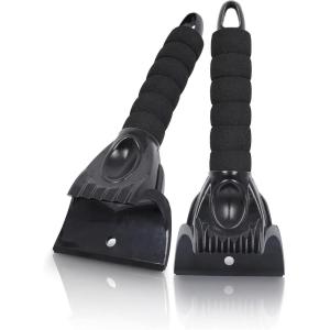 imageEcoNour Windshield Ice Scraper for Car  2 Pack Scraper to Remove Snow Frost and Ice  Ice Crusher for Car Window with Foam Handle for Perfect Grip  Ice Removal AccessoriesBlack  Black