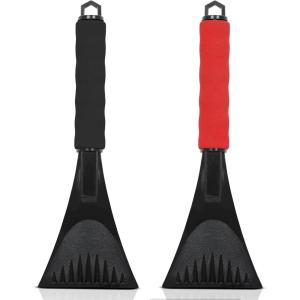 imageEcoNour Windshield Ice Scraper for Car  2 Pack Scraper to Remove Snow Frost and Ice  Ice Crusher for Car Window with Foam Handle for Perfect Grip  Ice Removal AccessoriesBlack  Red