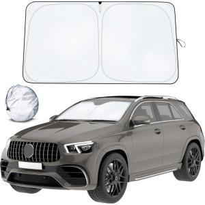 imageWindshield Sunshade V Cut  Car Shade Front Windshield  Windshield Protector for Maximum UV Rays and Sun Heat Protection  Car Accessories for Interior Protection  Large 64 x 34