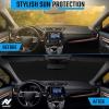 imageDetachable Windshield Sun Shade for Car Foldable Sun Shade for Car Windshield  Premium Reflective and Durable Dual Layer Design  Blocks UV Rays and Heat Universal Fit  Medium 64x34Circle