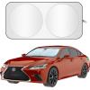 imageDetachable Windshield Sun Shade for Car Foldable Sun Shade for Car Windshield  Premium Reflective and Durable Dual Layer Design  Blocks UV Rays and Heat Universal Fit  Medium 64x34Circle