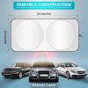 imageDetachable Windshield Sun Shade for Car Foldable Sun Shade for Car Windshield  Premium Reflective and Durable Dual Layer Design  Blocks UV Rays and Heat Universal Fit  Medium 64x34Circle