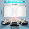 imageDetachable Windshield Sun Shade for Car Foldable Sun Shade for Car Windshield  Premium Reflective and Durable Dual Layer Design  Blocks UV Rays and Heat Universal Fit  Medium 64x34Circle